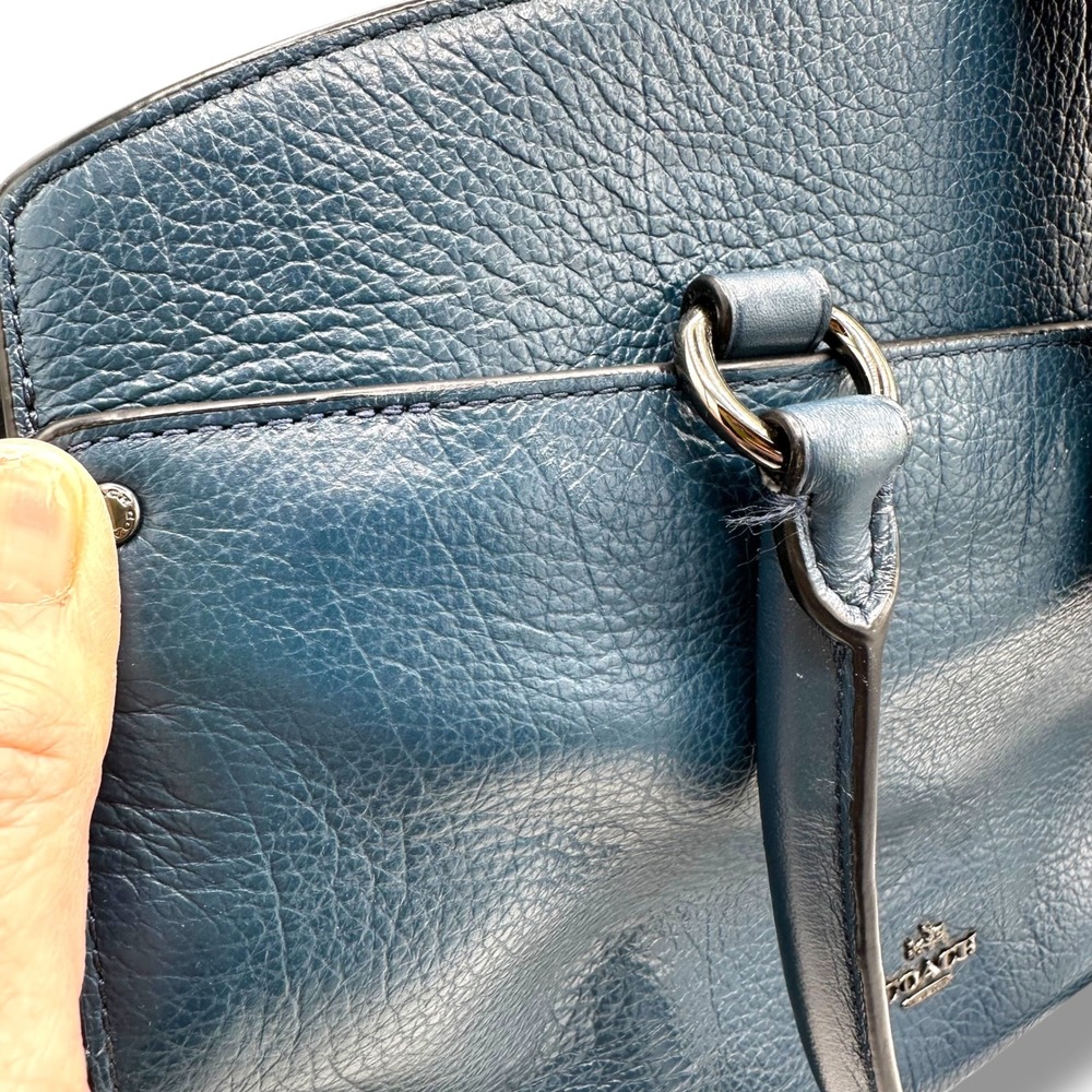 Coach Mercer Satchel Blue Pebbled Leather Suede Crossbody Bag‎ 37575 - Picture 10 of 11